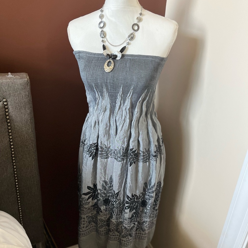 Casual Gray Strapless Dress